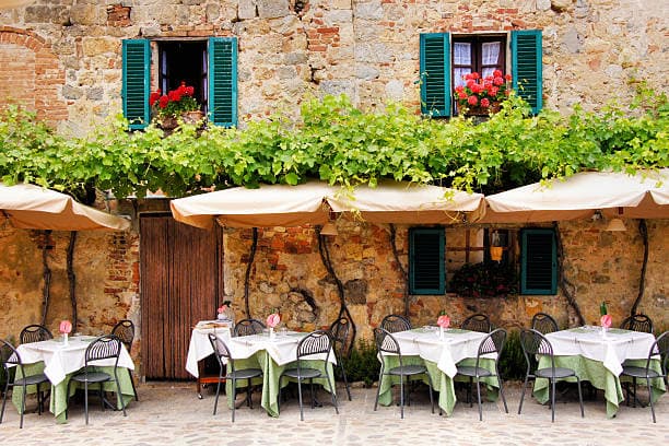 Mario's Trattoria exterior with outdoor seating